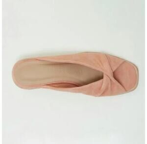 Wal & Pai Vose Low Wedge Slide Sandals Rose Pink Leather Womens Size 8